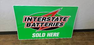 lot 274 image: Metal Inerstate Batteries Sign - 48 x 30