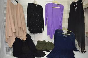 lot 291 image: Womens Clothes  Size 3X Tops, Cardigans (Some with Tags)