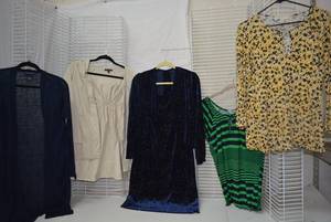 lot 231 image: Womens Clothes  Size L - Blue Glittery Dress and Jacket, Cardigan, Tops and Spring Jacket