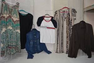 lot 242 image: Womens Clothes  Size L Tommy H. T-shirt, XL - Jean Jacket and Tops