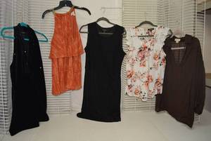 lot 250 image: Womens Clothes  Size LXL- Orange and Black and Brown Tops