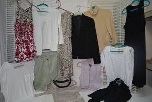 lot 267 image: Womens Clothes  Size 10L Tops, Dresses and Size 10 Black Jacket