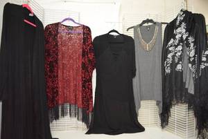 lot 280 image: Womens Clothes  Size 2X - RedBlack Cardigan, Black Dress, Grey Top and More