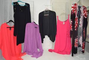 lot 293 image: Womens Clothes Size M Pink, Orange and Black Tops and Cardigans