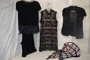 lot 210 image: Womens Clothes Medium Size Dress, Afghan Style Embroidered Poncho, Small and Medium Tops