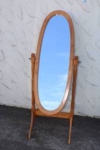 lot 8 image: 47 Oval Cheval Mirror, total height with stand is just under 5 feet
