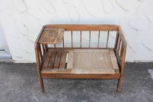lot 14 image: Vintage Cane Seat Telephone Bench