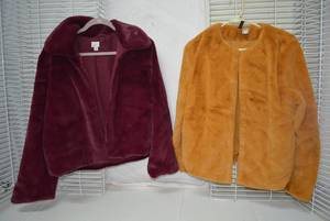 lot 296 image: Kids Clothes Furry Coats - Red A. new day size XL and Gold size M