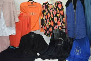 lot 310 image: Womens Clothes size XL -  Orange Tops, DKNY Jacket, Michael Kors Tops