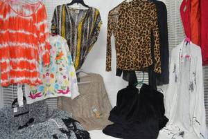 lot 315 image: Womens Clothes size XL - Anne Klein Blouse, DKNY sweater still with tags, Juicy velvet jacket