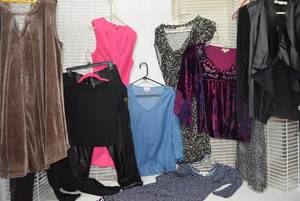 lot 320 image: Womens Clothes size M - Dresses, LeatherSpandex Pants, Tommy Hilfiger Pink Dress size 10