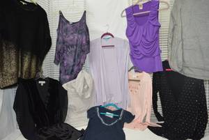 lot 325 image: Womens Clothes size SM Abercrombie Navy Top, Michael Kors, purple tops and Calvin Klein