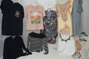 lot 331 image: Womens Clothes size M Ralph Lauren Black Top, Anne Klein Flower Blouse, and More