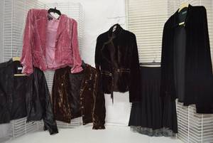 lot 340 image: Womens Clothes size M Velvet Jackets, Skirt as shown