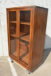 lot 102 image: Back Lighted Glass Front Wooden Bookshelves