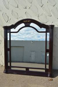 lot 105 image: Elegant Wall Mirror with Dark Red Lacquer Finish, stamped made in Italy