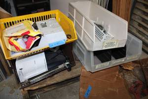 lot 45 image: 2 Adding Machines and Plastic Bins