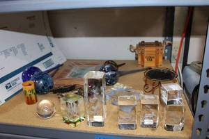 lot 59 image: Collection of Holographic Prism Paper Weights, Plant Self-watering Globes and More