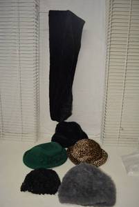lot 138 image: Velvet and Furry Winter Hats and Scarf