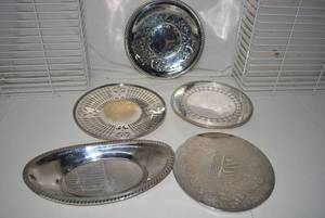 lot 72 image: Silver Trays and Trivets one marked SP 1161