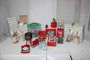 lot 388 image: Christmas Decorations with Angel Figurines and Dishes