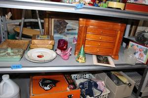 lot 408 image: Jewelry Box, Decorative Plates, Bird Figurines and More