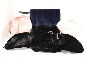 lot 416 image: Purses Furry Purses - Black, Pink and Blue Clutch