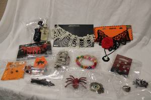 lot 447 image: Halloween themed jewelry. Includes necklaces, chokers, earrings, and more. Generous assortment 12 pieces