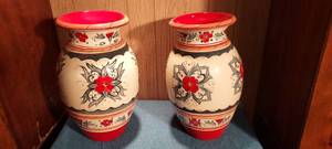 lot 3 image: Pair of Decorative vases.&nbsp 16 tall 8.5 diameter