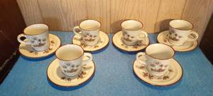 lot 92 image: Set of 6 Noritake Desert Flower Stoneware coffee cups with saucers