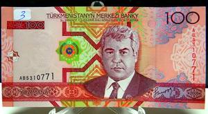 lot 3 image: Turkmenistan P-18 100 Manat Year 2005 Uncirculated Banknote