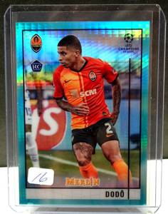 lot 16 image: ROOKIE - 2020 Topps Merlin Collection Chrome UCL Aqua Prism Refractor Dodo #28 Rookie RC