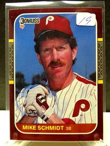 lot 19 image: Mike Schmidt 1987 Donruss Opening Day Card #160, NMT-MT, Philadelphia Phils, HOF