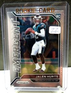 lot 22 image: HOT ROOKIE - 2020 Panini Prizm Jalen Hurts Rookie Card Emergent #12 Rc Philadelphia Eagles
