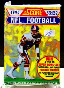 lot 28 image: 1990 Score Football Card Pack Series 2 Unopened Sealed Pack of 16 Cards $$