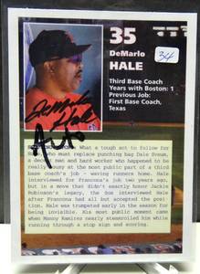 lot 34 image: AUTHENTIC AUTOGRAPH - OVERSIZED DEMARLO HALE - BOSTON COACH CARD
