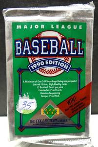 lot 35 image: SEALED 1990 Upper Deck Baseball Unopened Wax Pack  Foil Griffey Sosa RCs