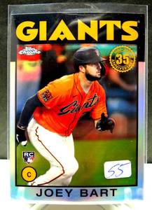 lot 55 image: HOT ROOKIE - 2021 Topps Chrome - JOEY BART - 1986 Anniversary Refractor - #86BC-15