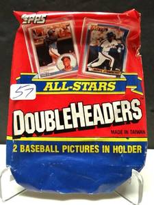 lot 57 image: RARE SEALED 1990 Topps Double Headers MLB All-Star Pack