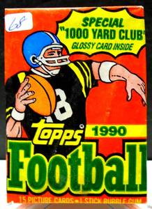 lot 68 image: SEALED 1990 Topps Football Wax Pack - Barry Sanders, Bo Jackson, Montana, Marino