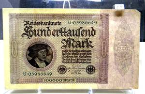 lot 83 image: VINTAGE 1923 German Reichsbanknote 100000 Mark Foreign Currency