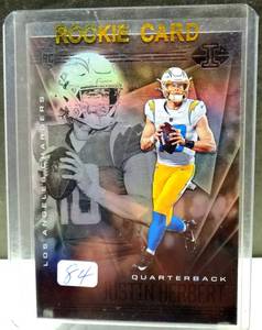 lot 84 image: HOT ROOKIE - Justin Herbert PANINI ILLUSIONS 2020 LOS ANGELES FOOTBALL INVESTMENT CARD Mint $$