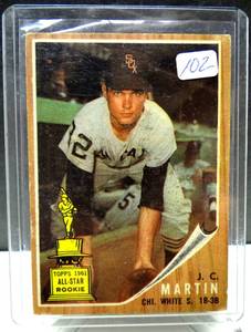 lot 102 image: VINTAGE ROOKIE - 1962 Topps Jc Martin #91 Chicago White Sox All Star Rookie $$