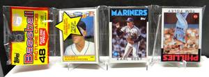 lot 111 image: 1986 Topps 48 Card Rack Pack Baseball. OZZIE GUILLEN RC PETE ROSE SPECIALS
