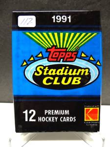 lot 112 image: 1991 Topps Stadium Club Hockey Unopened Wax Pack 1 Wayne Gretzky