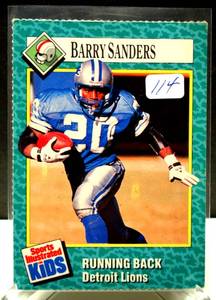 lot 114 image: 1990 Barry Sanders Sports Illustrated For Kids. Very Rare & Nice Card $$