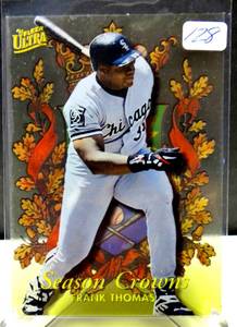 lot 128 image: Frank Thomas Card #9 - 1996 Fleer Ultra Season Crowns White Sox Baseball NMMT $$