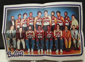 lot 129 image: 1980-81 TOPPS BASKETBALL PIN-UPS 5 X 7 TEAM POSTER WASHINGTON BULLETS