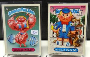 lot 130 image: ORIGINAL 1986 VINTAGE GARBAGE PAIL KIDS - MUSCULAR MOLLY & SHAM SAM