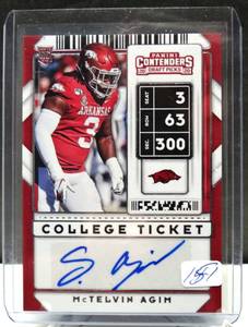 lot 151 image: AUTOGRAPH - MCTELVIN AGIM 2020 CONTENDERS COLLEGE TICKET ARKANSAS RAZORBACKS ROOKIE AUTO RC $$$